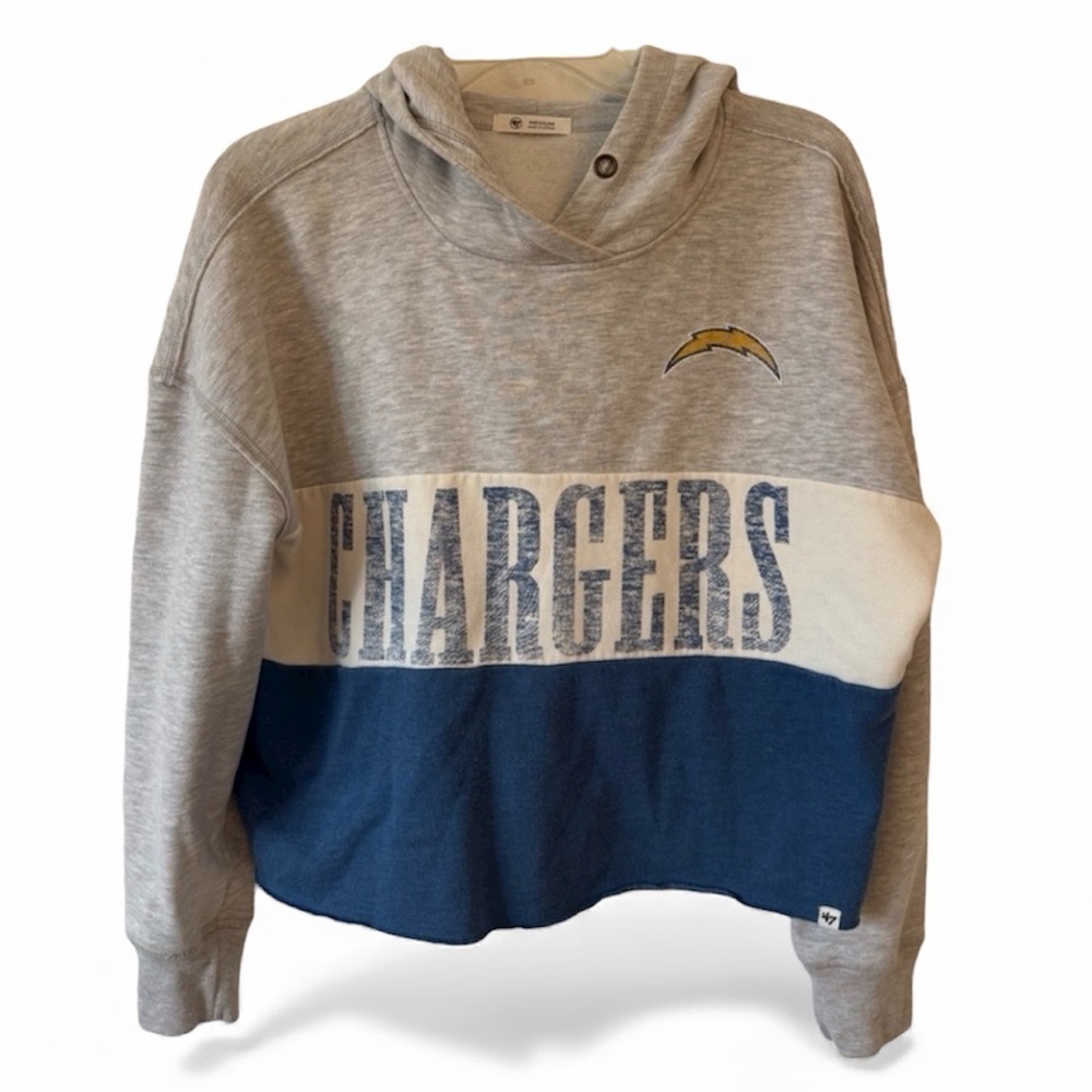 ‘47 Brand Los Angeles Chargers Cropped Hoodie Women’s Medium NFL Colorblock Game